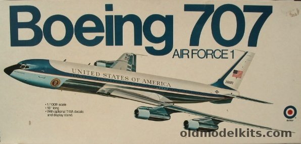 Entex 1/100 Boeing 707-32B (VC-137) - (707) TWA or Air Force 1 Presidential Aircraft - with Clear Fuselage & Engine Parts and Interior Details, 8519 plastic model kit